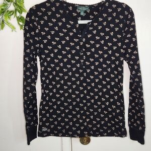 ✨ LRL Ralph Lauren Floral Henley Top 🌿 Classic & Effortless ✨